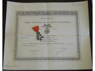 France WWII National Order of the Legion of Honor Knight's Cross with Diploma to Captain 23rd Colonial Infantry Regiment KIA in 1943 Posthumous Award