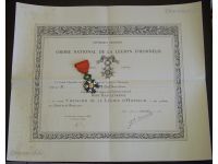 France WWII National Order of the Legion of Honor Knight's Cross with Diploma to Captain of the 23rd Colonial Infantry Regiment KIA in 1943 Posthumous Award French 3rd Republic