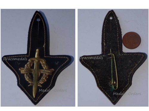 France Military Readiness Badge on Leather Fob by Drago Paris 1950s