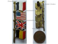 France WWII Patriotic Badge for the Liberation of Paris with the Flags of the Allied Powers USA, Britain & Belgium