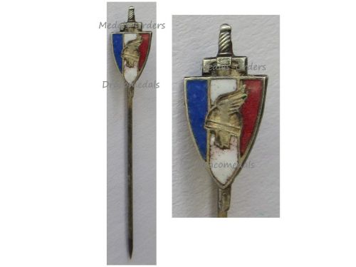 France WWII Stickpin Badge Gaule Helmet with Sword French Legion of Combatants of the National Revolution 1940 1944 Vichy Government by Decat
