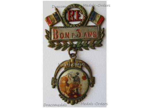 France WWI Patriotic Badge Bon p. 3 Ans for Reservists who Complete Compulsory Military Service