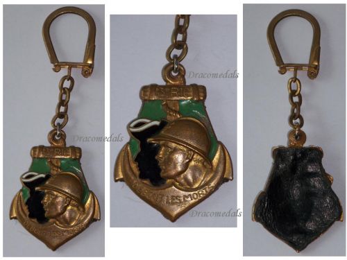 France Badge of the 3rd RIC Colonial Infantry Regiment on Key Chain Fob 1950s