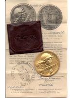 France WWI Gold Verdun Medal 1916 by Vernier Non Wearable Type by the Paris Mint for Generals Cased with Bilingual Diploma
