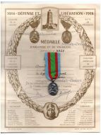 France WWI Argonne Vauquois Commemorative Medal 1914 1918 with Diploma to the 29th Artillery Regiment