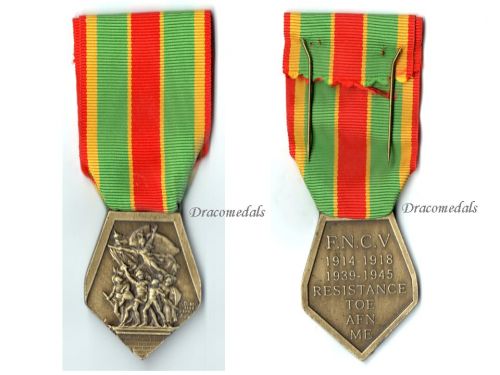 France WWI WWII FNCV Medal of the French National Federation of Volunteer Combatants Bronze Class