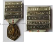 France WWII Commemorative Medal 1939 1945 with 5 Clasps (Allemagne, Italie, Liberation, Afrique, Norvege) by the Paris Mint