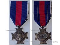 France WWII Silver Cross for Voluntary Services 2nd Type with Large Head by Delannoy in Silvered Bronze