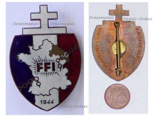 France WWII Free French of Interior FFI Region C Badge Resistance Numbered