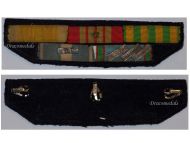 France WWII Ribbon Bar of 5 Medals (Valor & Discipline, Colonial with Far East Clasp, WW2 Commemorative with Liberation, Africa, Germany Clasps & Indochina Medal, Combatants & War Cross with Bronze Star)