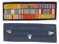 France WWII Ribbon Bar of 9 Medals (Orders Nichan Iftikhar & Ouissam Alaouite, Valor & Discipline, Colonial, Wound & North Africa Medals, War & Combatants Cross)