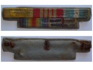 France Ribbon Bar of 5 Medals (WWI Victory Interallied, Valor & Discipline, Colonial Medal, WWII War Cross,  WW2 Commemorative Medal with Clasps Liberation, Africa, Italy, Germany)