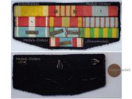 France WWII Ribbon Bar of 10 Medals (Valor & Discipline, WWII Commemorative, Indochina, Colonial & North Africa Medal for Security and Order Operations, WWII Volunteer Combatants, Military Valor, Combatants & War Cross)