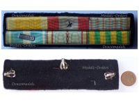 France WWII Ribbon Bar of 6 Medals (Valor & Discipline Medal, WW2 Commemorative, Indochina & Colonial Medal with Far East Clasp, Combatants & War Cross TOE with Silver Star)