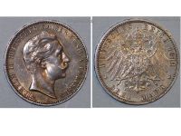 Germany 3 Mark Coin 1911 A Prussia Kaiser Wilhelm II Berlin Mint