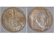Germany 2 Reichsmark Coin 1939 J Paul Von Hindenburg with Swastika