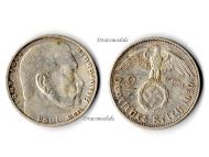 Nazi Germany 2 Mark Coin 1939 A with Swastika Paul Von Hindenburg