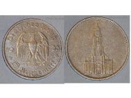 Germany 5 Reichsmark Coin 1935 D Potsdam Church with Swastika