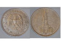 Nazi Germany 5 Mark Coin 1935 D with Swastika Potsdam Church