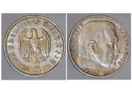 Germany 5 Reichsmark Coin 1936 A Without Swastika Paul Von Hindenburg