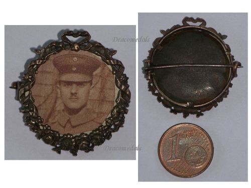Germany WWI Patriotic Frame Brooch with the Photograph of a German Soldier