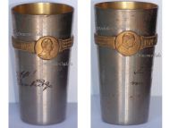 Germany Austria Hungary WWI Patriotic Goblet for Officers with the Portrait of Kaiser Wilhelm & Franz Joseph & Inscription Steadfast in Loyalty 1914 1916 Small Type
