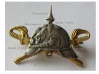 Germany WWI Prussia Cap Badge Spiked Helmet with Crossed Swords in Silver 925