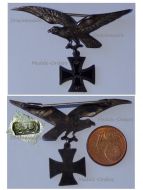 Germany Prussia WWI Patriotic Badge of the German Imperial Flying Corps Eagle with Iron Cross in Silver 936