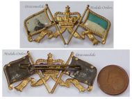 Germany WWI Bavaria Patriotic Badge with the Bavarian Royal Crown, King Ludwig's Portrait and Crossed Falgs in the Bavarian National Colors