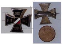 Germany WWI Patriotic Badge Iron Cross 1914 Gott Mit Uns German Imperial Flag Colors by Deschler