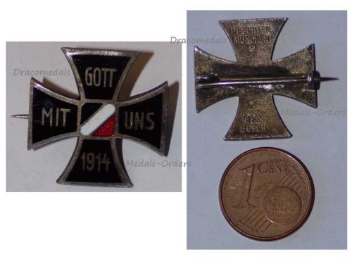 Germany WW1 Iron Cross Gott Mit Uns 1914 Patriotic Badge German Colors Great War 1918 Decoration