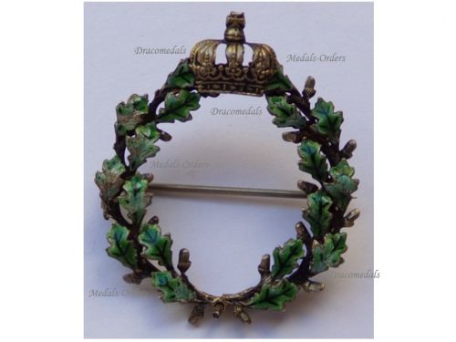 Germany WWI Patriotic Brooch with the Prussian Royal Crown & Oak Leaves Wreath in Silver 800