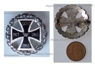Germany WWI Patriotic Cap Badge Iron Cross Gott Mit Uns 1915