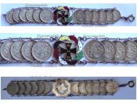 Germany WWI Patriotic Bracelet with the Iron Cross, the National Colors of the Central Powers & 12 Russian 10 Kopeks Silver Coins 1916