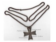 Germany WWI Patriotic Pendant Cross in Iron on Chain
