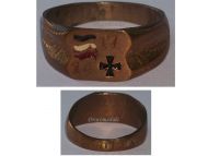Germany WWI Patriotic Ring with the Iron Cross EK1 Inscribed Flanders 1914 1917 in Bronze