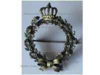 Germany WWI Patriotic Brooch with the Prussian Royal Crown & Oak Leaves Wreath in Silver 800