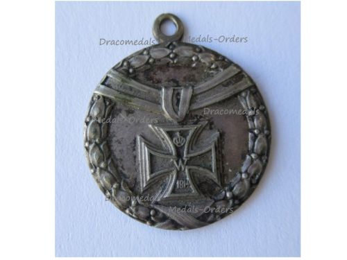 Germany WW1 Silver Patriotic Pendant Iron Cross 1914 Kollmar & Jourdan