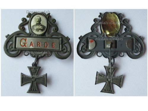 Germany WWI Prussia Patriotic Badge Garde Kaiser Wilhelm II Guard Corps Iron Cross 1914