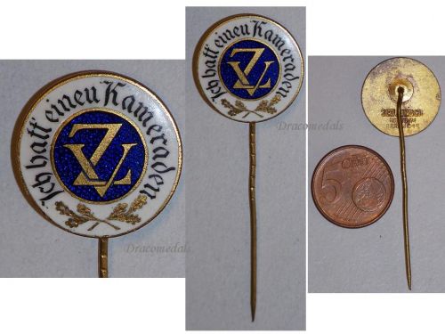 Germany WWI Patriotic Veteran Comradeship Stickpin Badge for the Support of the Families of the Fallen Soldiers "I Had a Comrade" by Timm