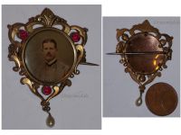 Germany WWI Prussian Veteran Brooch Framed Photo in Civilian Attire