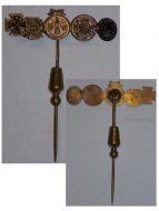 Germany Austria Hungary WWI Stickpin Set of 5 Medals (Black Wound Badge, Iron Cross, Hindenburg Cross with Swords 1914 1918, Austrian, Hungarian Commemorative Medal Pro Deo et Patria) MINI