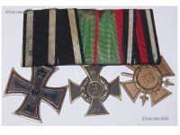 Germany WWI Set of 3 Medals (Anhalt Friedrich's Cross (Military Merit Cross), Iron Cross 2nd Class EK2, Hindenburg Cross with Swords Marked LNBG)