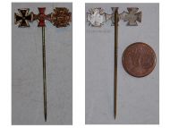 Germany WWI Stickpin Set of 3 Medals (Bremen Hanseatic Cross, Iron Cross 2nd Class EK2, Hindenburg Cross with Swords for Combatants) MINI