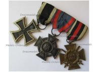 Germany WWI Set of 3 Medals (Oldenburg Friedrich August Merit Cross 2nd Class, Iron Cross Maker M, Hindenburg Cross with Swords Marked O2)