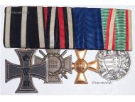 Germany Hungary WWI Set of 3 Medals (Iron Cross 2nd Cls EK2 Maker KO, Hindenburg Cross with Swords for Combatants, Prussian Military Cross for 15 Years of Service, Hungarian WW1 Commemorative Medal Pro Deo et Patria)