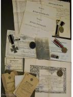 Germany WWI Set of Medals & Diplomas (Iron Cross 2nd Class EK2 Maker KO, Black Wound, Hindenburg Cross, Kaiser Wilhelm's Centennial Medal 1897, Lighthouse Kyffhauser Medal & Membership Badge) to NCO Sergeant of the 9th Dragoon Regiment of Hanover
