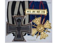 Germany WWI Set of 2 Medals (Iron Cross 2nd Class EK2, Regimental Commemorative Cross of the 220th Reserve Infantry Regiment) Marked DRP