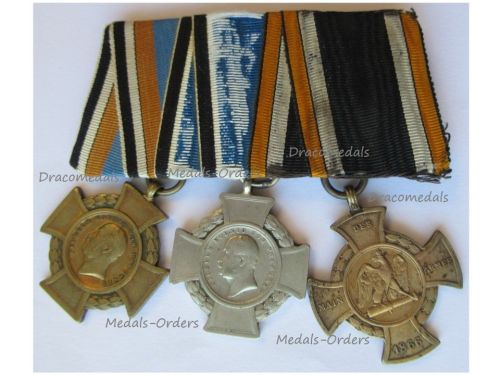 Germany Prussia Set of 3 Medals (Commemorative Cross for the Army of River Main 1866, Duppel & Alsen Cross 2nd Schleswig War 1864)