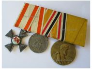 Germany Prussia Set of 3 Medals (Royal Order of the Red Eagle Cross IV Class by Godet, China Boxer Rebellion 1900 Medal in Steel, Kaiser Wilhelm's Centennial Medal 1897)